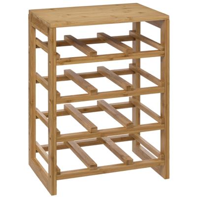 5Five Wijnrek - 4-laags - bamboe hout - 12 flessen - 35x24x47 cm