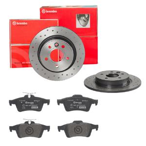 Remmenset, remschijf BREMBO, Remschijftype: Geperforeerd, Inbouwplaats: Achteras: , u.a. für Volvo