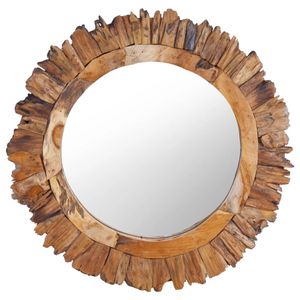 VidaXL Wandspiegel rond 60 cm teakhout