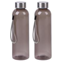 Waterfles / drinkfles / sport bidon Olympic - 2x - antraciet - kunststof - 500 ml - rvs schroefdop