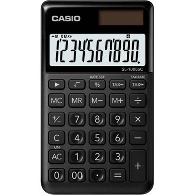 Casio SL-1000SC-BK Zakrekenmachine Zwart Aantal displayposities: 10 werkt op zonne-energie, werkt op batterijen (b x h x d) 71 x 9 x 120 mm