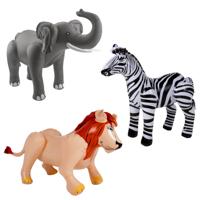 Folat Opblaasbare dieren - 3x stuks - safari thema - kunststof