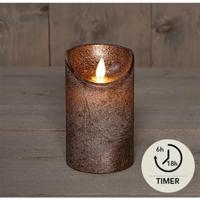 Anna&apos;s Collection Led rustiek stompkaars brons 7,5x12,5cm