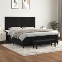 Boxspring met matras fluweel zwart 160x200 cm