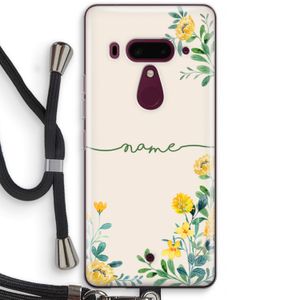 Gele bloemen: HTC U12+ Transparant Hoesje met koord