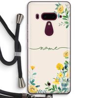 Gele bloemen: HTC U12+ Transparant Hoesje met koord
