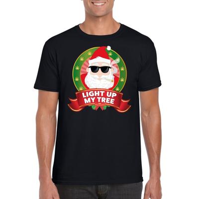 Foute Kerst print t-shirt - zwart - Stoned Kerstman - voor heren - kersttrui