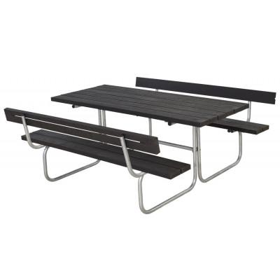 Picknicktafel Zwart Gerecycled Kunststof - Met 2 Rugleuningen