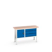 Bott Verso Verstelbare Werkbank | 1500x600x830-930mm | 3 Laden | 1 Deur | Multiplex | RAL 5010 - 16923014.11 Bott Verso Verstelbare Werkbank | 1500x600x830-930mm | 3 Laden | 1 Deur | Multiplex | RAL 5010 - 16923014.11