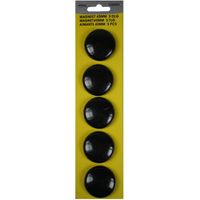 5x stuks ronde koelkast / whiteboard magneten zwart 40 mm   - - thumbnail