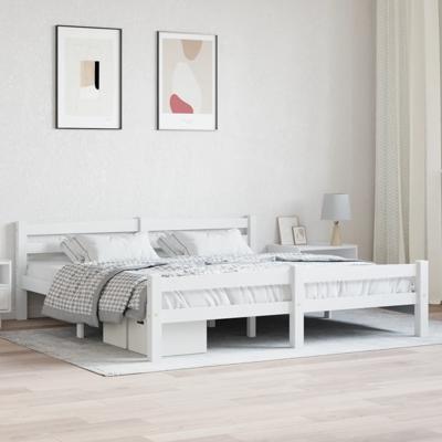 Bedframe massief grenenhout wit 180x200 cm