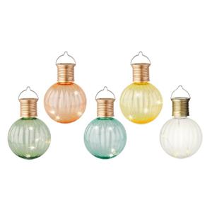 Set van 10x stuks buiten led lichtgroene, turquoise, oranje, gele en witte solar lampion 11 cm