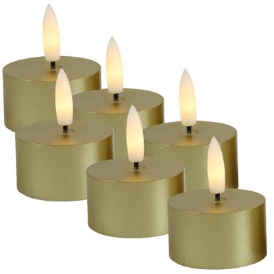 Countryfield LED theelichtjes/waxinelichtjes - 6x st - goud - D4 x H5,2 cm - met timer