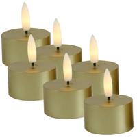 Countryfield LED theelichtjes/waxinelichtjes - 6x st - goud - D4 x H5,2 cm - met timer