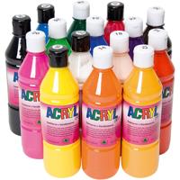 Acryl Verf, diverse kleuren, 15x500 ml/ 1 doos