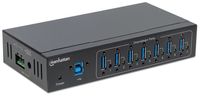 Manhattan 164405 USB 3.2 Gen 1-hub 7 poorten Met metalen behuizing, Voor industriële toepassingen, Voor wandmontage Zwart - thumbnail