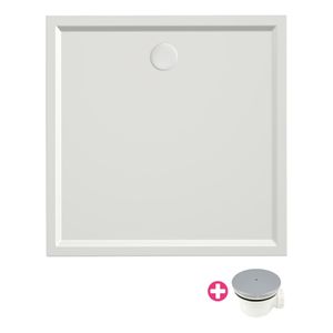 Douchebak Xenz Mariana | 90x90x4 cm | Incl.Afvoersifon-Chroom | Acryl | Vierkant | Wit mat