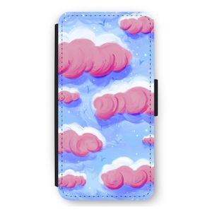 Roze wolken met vogels: iPhone 11 Flip Hoesje