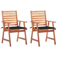 Tuinstoelen 2 st met kussens massief acaciahout