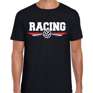 Racing coureur supporter t-shirt met Nederlandse vlag zwart voor heren