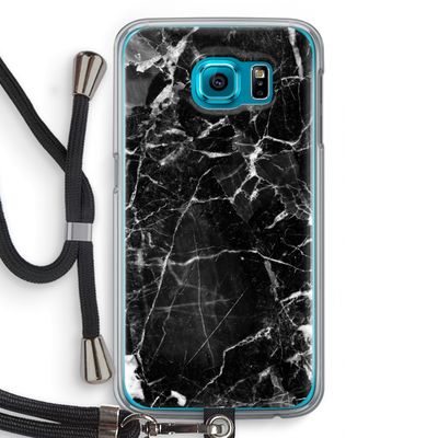 Zwart Marmer 2: Samsung Galaxy S6 Transparant Hoesje met koord
