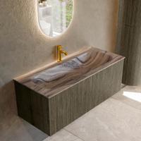 Badmeubel Mondiaz Kurve-Dlux | 110 cm | Meubelkleur Shadow | Wastafelkleur Sombra | Solid surface | Wasbak midden spoelbak | 1 kraangat