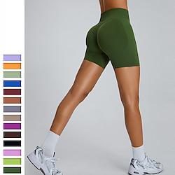 Dames Sportbroek Yogashorts Trainingsshorts Elastische tailleband Hoge taille Yoga Sportschooltraining Pilates Short / Broekje Geel Leger Groen Blauw Sport Sportkleding Rekbaar Slank Lightinthebox