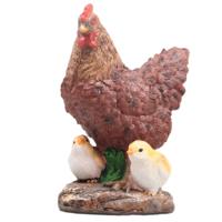 Kip met kuiken tuin beeldje - voor binnen/buiten - 15 x 10 x 20 cm - dieren tuinbeelden
