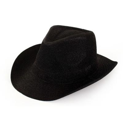 Cowboy/Western verkleed hoed - zwart - met glitters - voor volwassenen - carnaval