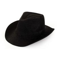 Cowboy/Western verkleed hoed - zwart - met glitters - voor volwassenen - carnaval
