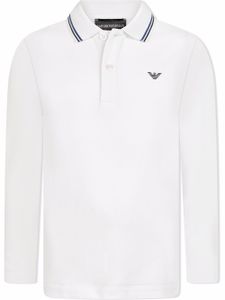 Emporio Armani Kids logo-print long-sleeve polo shirt - WHITE