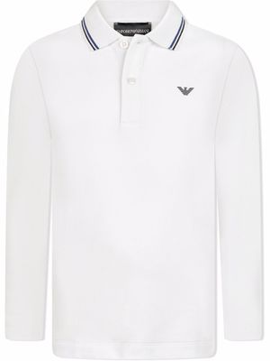 Emporio Armani Kids polo à logo imprimé - Blanc