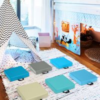 Set van 6 Stoelkussens voor Kinderen met Handgreep Vloerkussens met Ritssluiting Meerkleurig voor Kleuterschool (Vierkant)