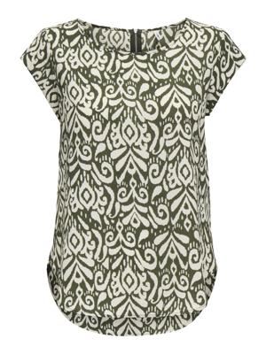Only Onlvic S/s Aop Top Noos Wvn T-shirt Korte Mouw Tarmac Kaja Graphic