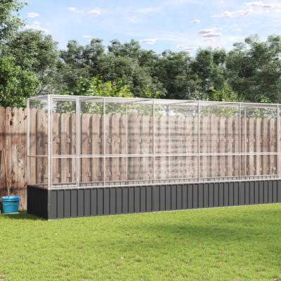 Volière met verlengstuk 1250,5x107x212 m staal zilverkleurig