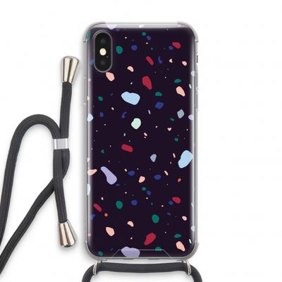 Dark Rounded Terrazzo: iPhone XS Transparant Hoesje met koord