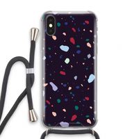 Dark Rounded Terrazzo: iPhone XS Transparant Hoesje met koord