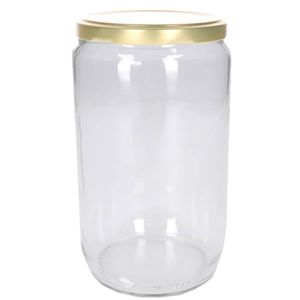 Weckpotten/jampotten - 1x - met schroefdeksel - glas - 720 ml - gouden deksel - Weckpotten