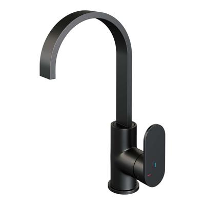 Brauer Black Edition Wastafelmengkraan opbouw - hoog - draaibaar - platte uitloop - model C - mat zwart 5-S-003-S1