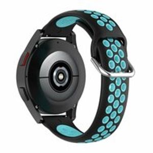 Siliconen sportbandje met gesp - Zwart + blauw - Samsung Galaxy Watch 3 - 41mm