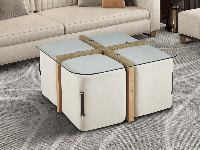 Salontafel met 4 poefs SHIRA oude eik