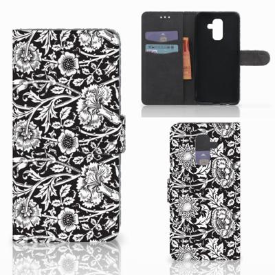 Samsung Galaxy A6 Plus 2018 Hoesje Black Flowers Samsung Galaxy A6 Plus 2018 Hoesje Black Flowers