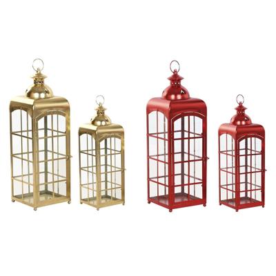 Lykta Home ESPRIT Rood Gouden Metaal Kristal 21 x 21 x 63 cm (2 Stuks)