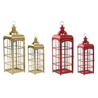 Lykta Home ESPRIT Rood Gouden Metaal Kristal 21 x 21 x 63 cm (2 Stuks)