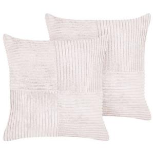 Beliani - MILLET - Sierkussen set van 2 - Wit - 43 x 43 cm - Corduroy