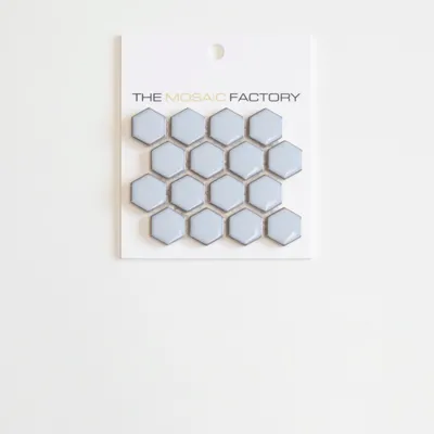 The Mosaic Factory Barcelona Mozaiek Tegel Hexagon - Zacht Blauw met rand Porselein Geglazuurd 260x300 mm