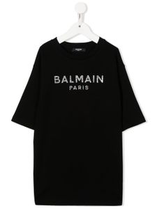 Balmain Kids t-shirt à logo orné de cristaux - Noir