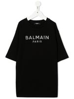 Balmain Kids t-shirt à logo orné de cristaux - Noir