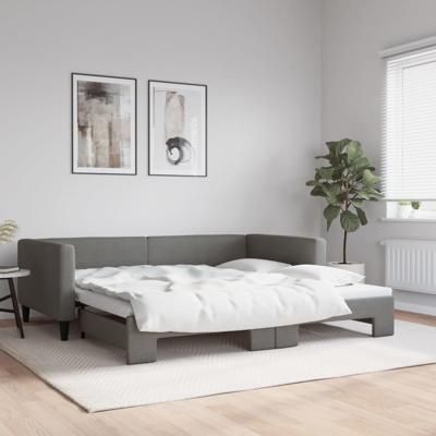 Slaapbank met onderschuifbed 100x200 cm stof donkergrijs