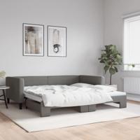 Slaapbank met onderschuifbed 100x200 cm stof donkergrijs